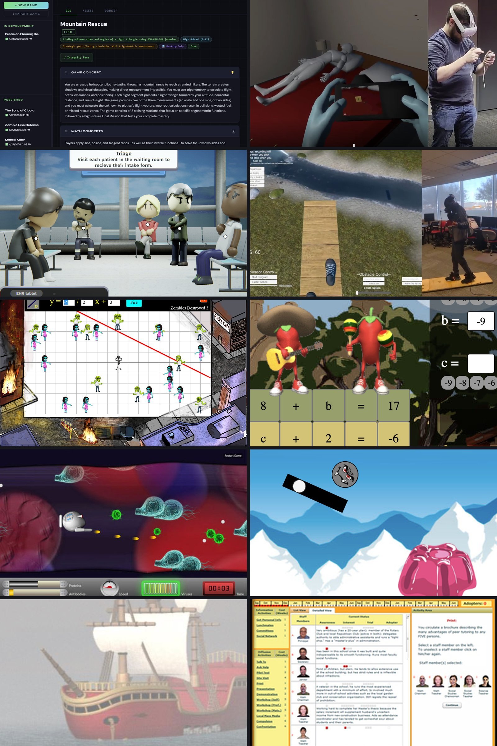 Collage of game and VR projects